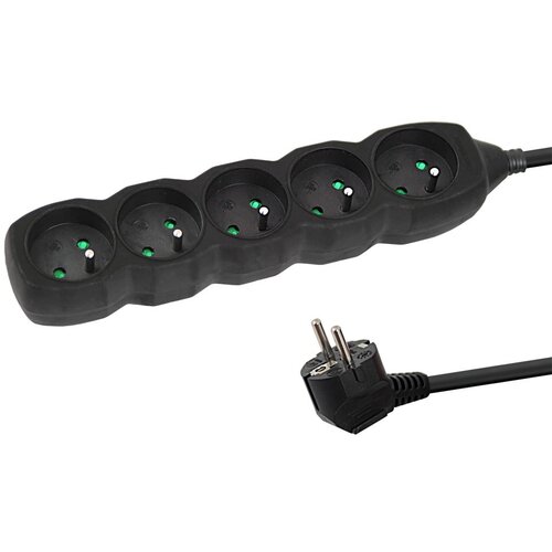 Esperanza ELK208K Power strip 5GN /3M Black Cene