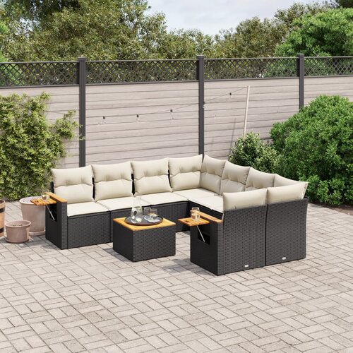  9-dijelni set vrtnih sofa s jastucima crni od poliratana Cijene