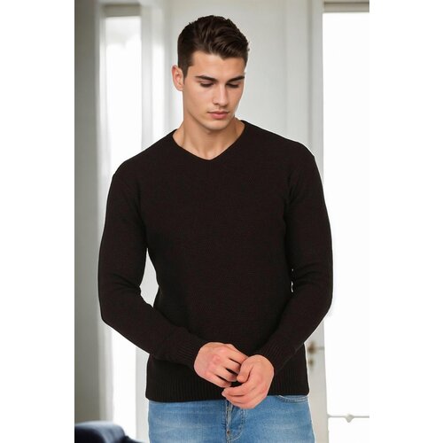 Dewberry 41878 V Neck Mens Sweater-BLACK Slike