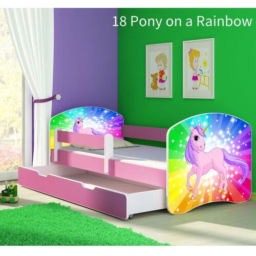 ACMA Dječji krevet s motivom, bočna roza + ladica 160x80 cm - 18 Pony on a rainbow Cijene