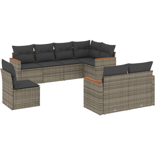 vidaXL 8-dijelni set vrtnih sofa od poliratana s jastucima sivi Cene