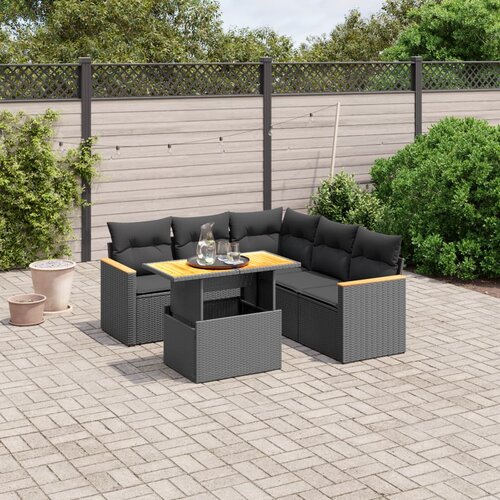 vidaXL 6-dijelni set vrtnih sofa s jastucima crni od poliratana Cijene
