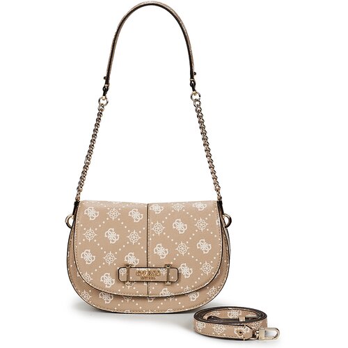 Guess CARRIE LOGO FLAP SHOULDER BAG Bež Cene