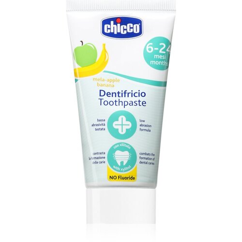 Chicco Fluoride-Free Toothpaste 6-24m zobna pasta brez fluorida za otroke Apple-Banana 50 ml Cene