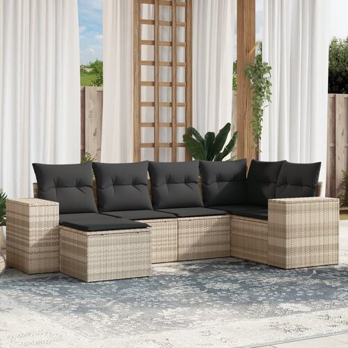 vidaXL 6-dijelni set vrtnih sofa od poliratana s jastucima svjetlosivi Cijene