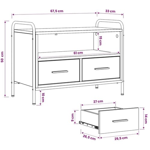  TV ormar 67 5 x 33 x 50 cm Hrast artisan Konstruirano drvo - Hrast artisan 67 5 x 33 x 50 cm Slike