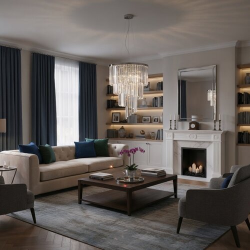 Ideal Lux kristalni luster na sajli carlton 12xE14/40W/230V, prečnik 50 cm, hrom Slike