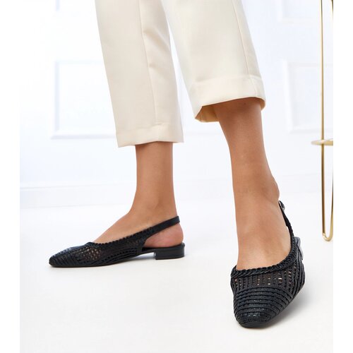 Gemre Black lace slingback ballet flats Eve Slike