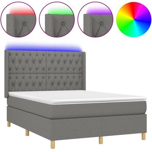 Maison Chic Box spring postelja - Vzmetna postelja z vzmetnico LED temno siva 140x190 cm blago SL9553, (21900123) Cene