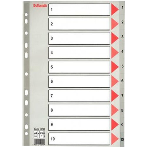 Esselte Pregradni karton 1-10 A4 PP, siv Slike