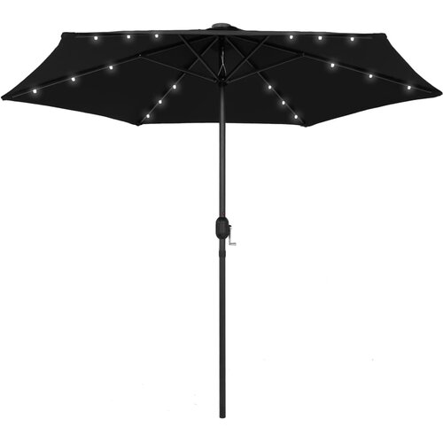 vidaXL suncobran s LED svjetlima i aluminijskom šipkom 270 cm crni Cijene