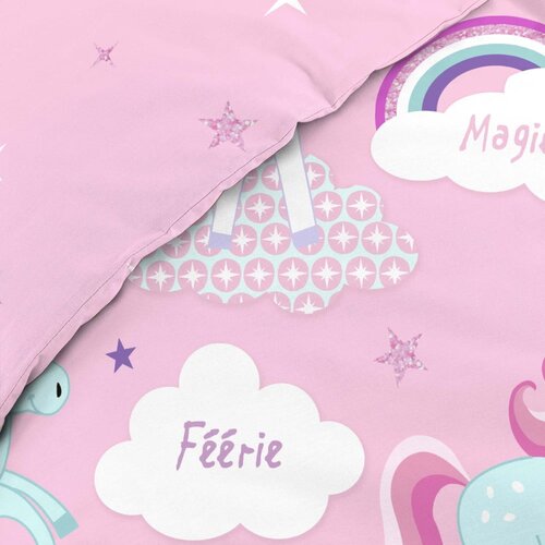 Douceur d int&amp;eacute;rieur Ružičasta pamučna dječja posteljina za krevet za jednu osobu 140x200 cm Licorne &amp;ndash; Slike