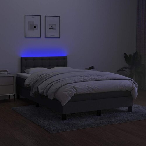  box spring s madracem LED tamnosivi 120 x 200 cm tkanina Slike
