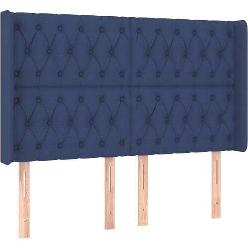  Uzglavlje plavo 163 x 16 x 118/128 cm od tkanine Slike