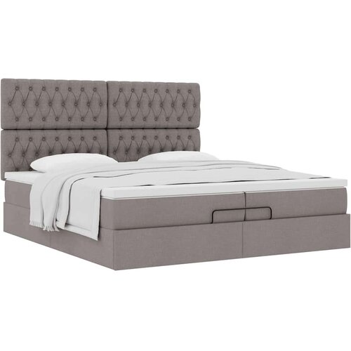  Otomanski posteljni okvir z vzmetnicami taupe 200x200 cm blago, (21653418) Slike