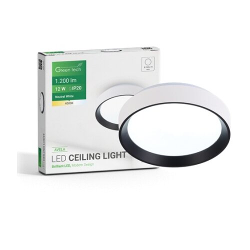 Greentech LED plafonjera 12w 4000k ip20 25,8 bela+crna ( avela ) Slike