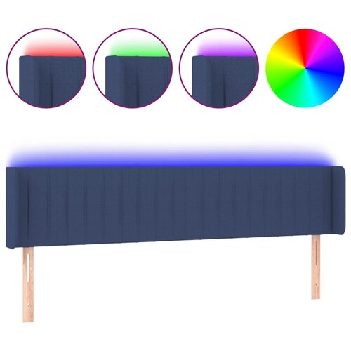 Maison Chic LED Posteljno vzglavje - Vzglavna omarica - Nočna omarica modro 183x16x78/88 cm blago, (21709936) Slike