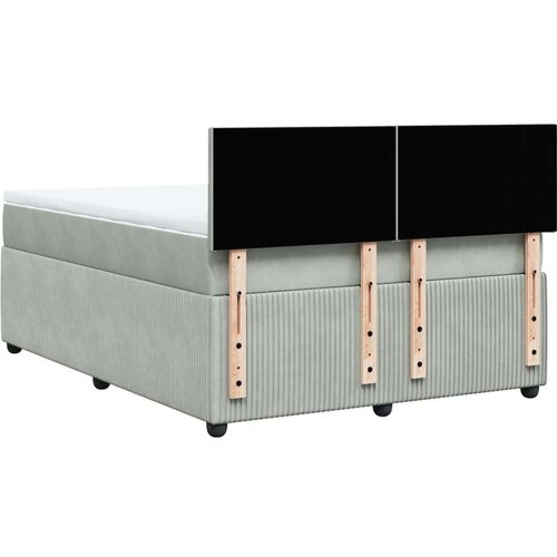 VidaXL Krevet s oprugama i madracem svjetlosivi 140x200 cm bar&amp;scaron;unasti Slike
