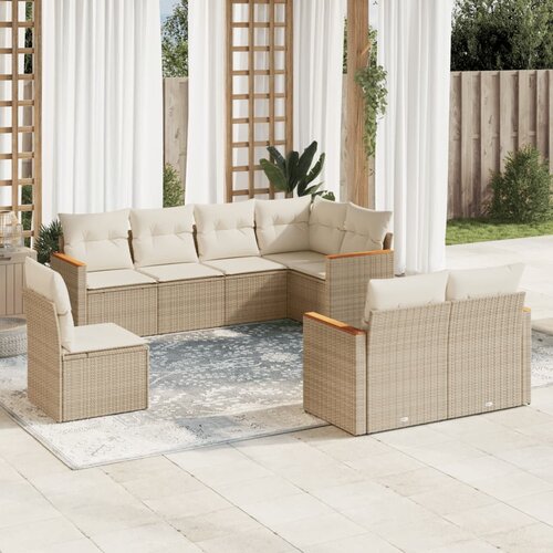 vidaXL 8-dijelni set vrtnih sofa od poliratana s jastucima bež Cijene