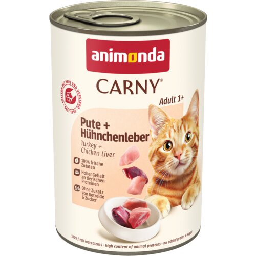  Ekonomično pakiranje animonda Carny adult 24 x 400 g - Puretina i pileća jetra Cijene