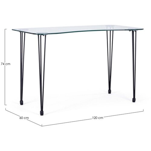 BIZZOTTO Pisalna miza s stekleno mizno plo&amp;scaron;čo 60x120 cm Rondo &amp;ndash; Slike