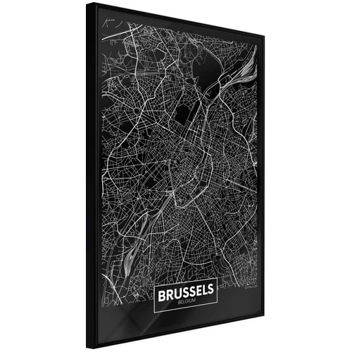  Poster - City Map: Brussels (Dark) 30x45