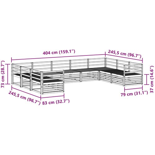  Set vanjskih sofa 9 kom. Prirodna Čvrsto drvo akacije 404 x 245,5 x 73 cm Slike