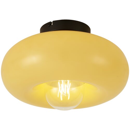 QAZQA Retro Ceiling Lamp Black with Yellow Glass 30cm - Glaze Slike