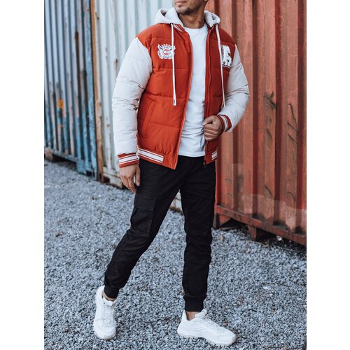 DStreet Men&amp;#039;s winter jacket with hood red Slike