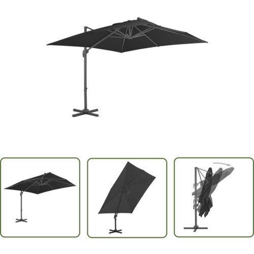  The Living Store Previsni senčnik z aluminijastim drogom 3x3 m črn - Previsni Senčnik, (21742602) Cene