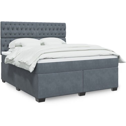 vidaXL Box spring postelja z vzmetnico temno siva 180x200 cm žamet Cene