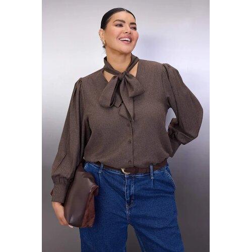 Trendyol Ženska bluza Tbbaw26Af00037, Braon Cene