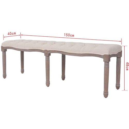 vidaXL klupa od tkanine i masivnog drva 150x40x48 cm krem bijela Cijene