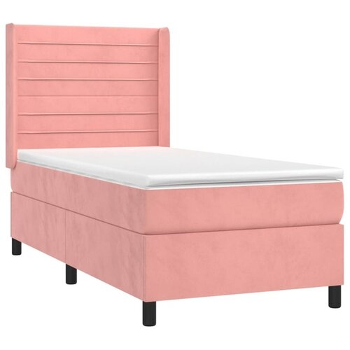 VidaXL Box spring postelja z vzmetnico roza 90x200 cm žamet Slike