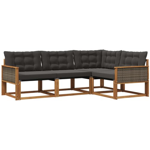 vidaXL Zunanja garnitura za sedenje z blazino 4 pcs Naravna in črna, (5000272837) Cene