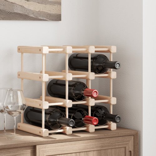 vidaXL stojalo za vino za 12 steklenic 36x23x36 cm trdna borovina Cene