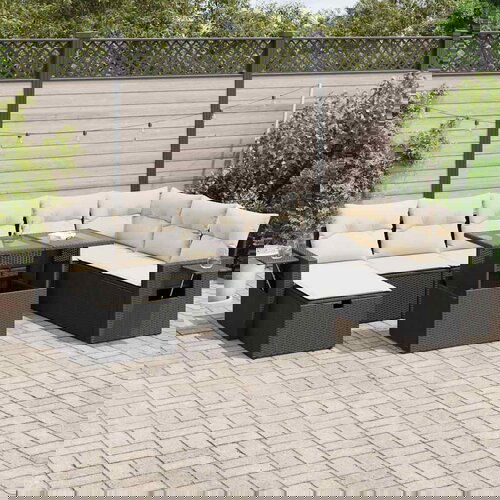 vidaXL 9-dijelni set vrtnih sofa s jastucima crni od poliratana Cijene