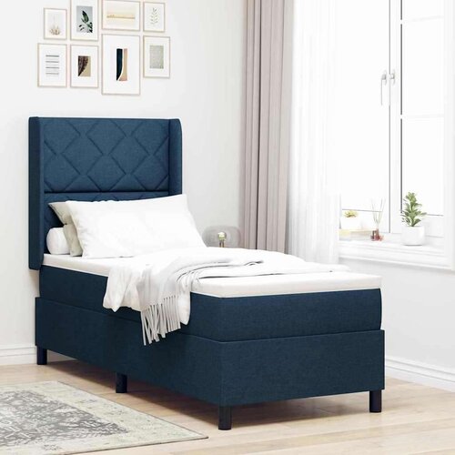 vidaXL Box spring krevet s madracem Plava 90 x 190 cm tkanina Cene