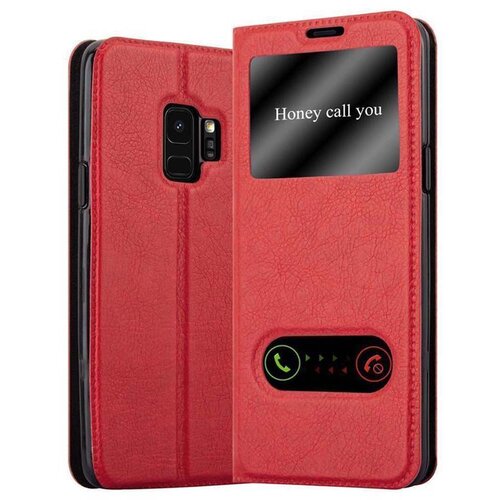 Cadorabo Ohi&scaron;je, združljivo z Samsung Galaxy S9 v žafranovo rdeča - Za&scaron;čitni ovitek z magnetnim zapiranjem, stoječo funkcijo in 2 okencema za gledanje, (20551815) Cene