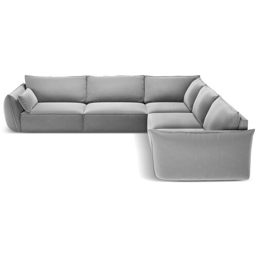 Mazzini Sofas Svetlo siva žametna kotna sedežna garnitura Vanda – Cene
