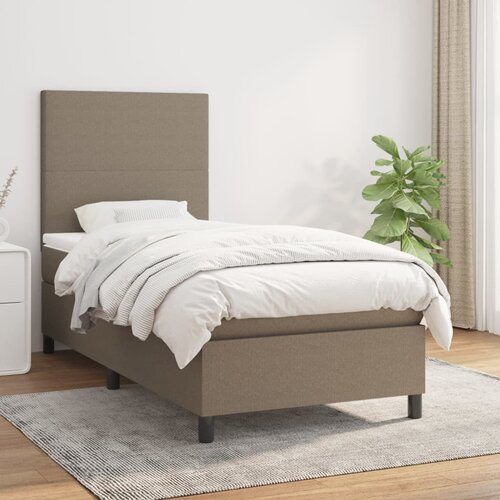 VidaXL Box spring postelja z vzmetnico taupe 90x200 cm blago Slike