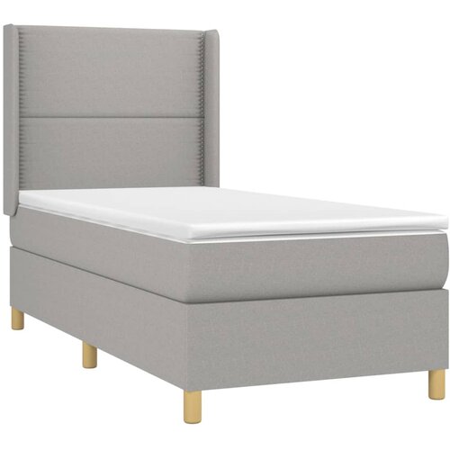  Krevet box spring s madracem LED svjetlosivi 100x200 cm tkanina Slike