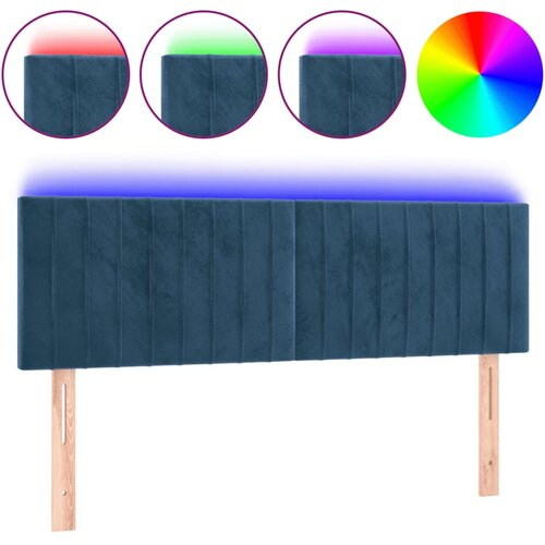 Maison Chic led posteljno vzglavje - vzglavna omarica - nočna omarica temno modro 144x5x78/88 cm žamet, (21710698) Cene