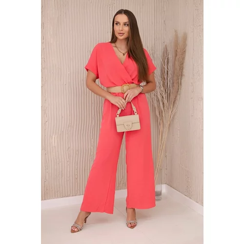 Kesi Jumpsuit with decorative belt at the waist Pink Neon
