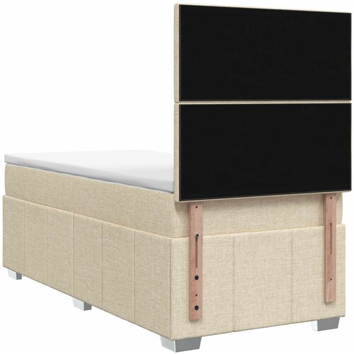  LED okvir za krevet s madracem Krem 100 x 200 cm Tkanina Slike