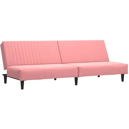 vidaXL Kavč dvosed z ležiščem roza žamet, (21049348)