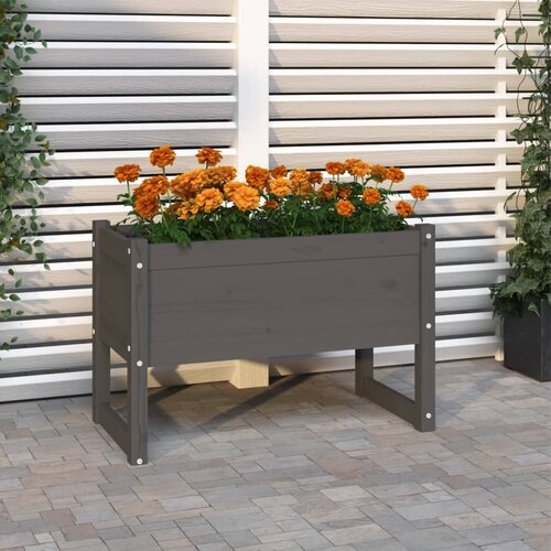 VidaXL Visoka greda siva 78x40x52 cm trdna borovina Slike