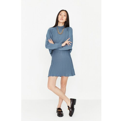 Trendyol Indigo Sweater Frilly Skirt Knitwear Bottom-Top Set Cene