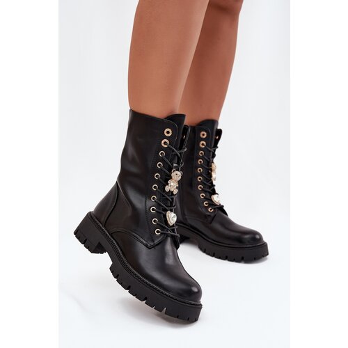 Boto Women's Worker Ankle Boots With Pins Insulated Black Lomina Cene
