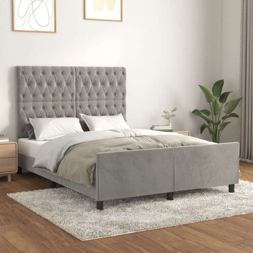  Posteljni okvir z vzglavjem svetlo siv 140x190 cm žamet, (20788532) Slike
